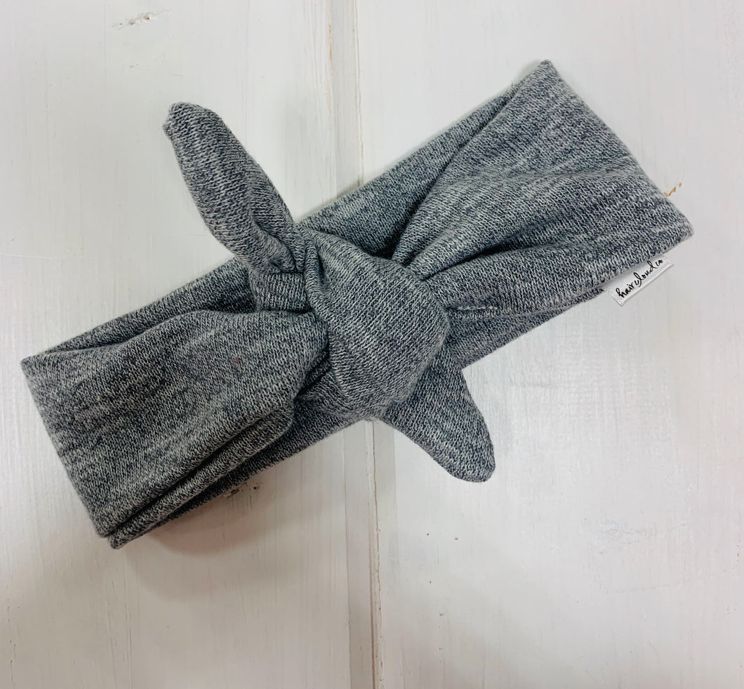 Grey Knit Knot Headband