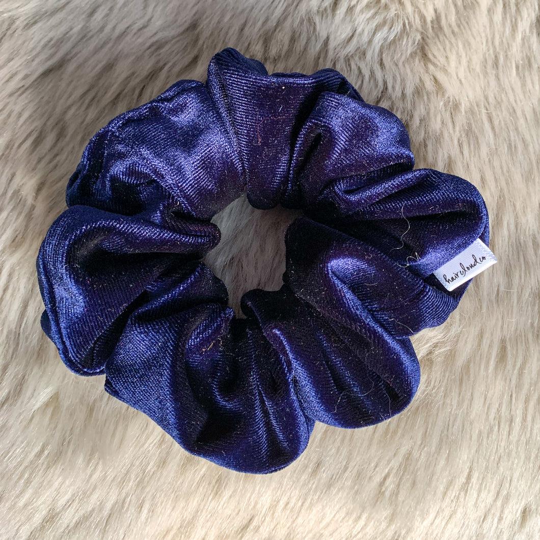 Velvet Navy Blue Scrunchie