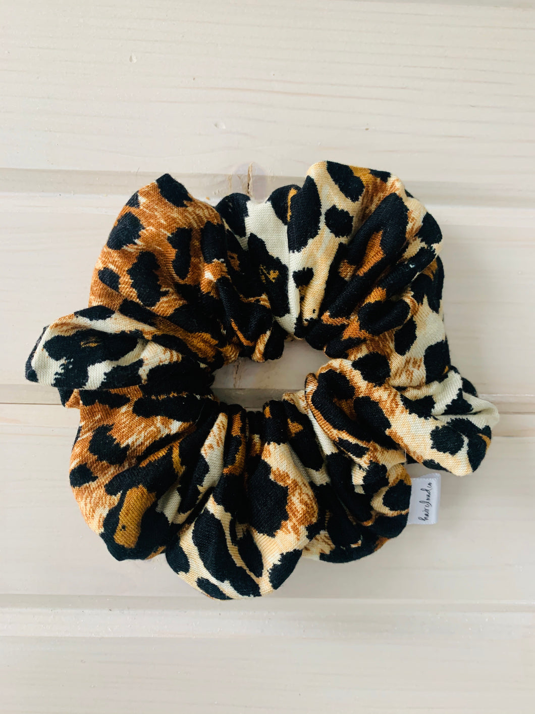 Cheetah Tan & Black Scrunchie